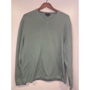 Banana Republic Sweater Mens XL Green V Neck Knit Cotton Classic Preppy